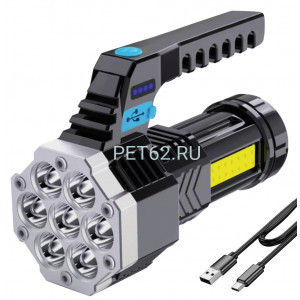 Светодиодный фонарь Ultraflash LED53404 (фонарь аккум. 4В, черный, 7LED+COB, 3 Вт, 4 реж, Micro-USB, бокс)
