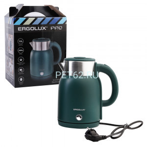 Чайник электрический Ergolux ELX-KS13-C05 зеленый PRO (чайник нерж.сталь/пластик, 1.6л, 220-240В, 2000 Вт)