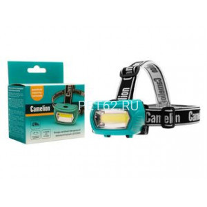 Фонарь налобный Camelion LED53410 (фонарь налоб, аккум 3,7В, зелен, COB, 3 Вт, 3 реж, 3 x AAA, Type-C, бокс)