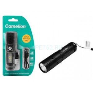 Фонарь светодиодный Camelion LED29361 (фонарь аккум. 3,7В, черн., LED+8SMD+4RED, 1,5 Вт, 7 реж.,Type - C, блист.)