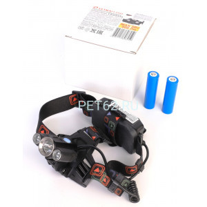 Светодиодный налобный фонарь Ultraflash LED5335  (фонарь налоб акк 3,7В, черн., 3LED, 5 Вт, 2 ак. 4 реж, USB, бокс са)