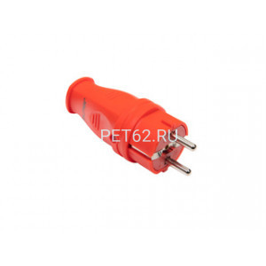 Volsten S1-PZ Red Вилка прямая каучуковая красная с/з 16A IP44