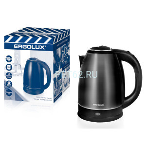 Чайник электрический Ergolux ELX-KS05-C02 черный ПРОМО (чайник нерж.сталь, 1.8л, 220-240В, 1600 Вт)