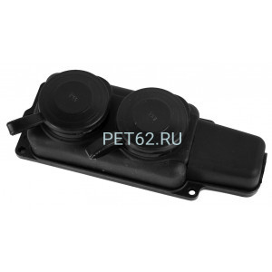 Колодка каучуковая 2-х местная Volsten Sb1-M2Z Black, колодка каучуковая штепсельная IP44 2 мест Черная с землей (Модель РП 16-232)