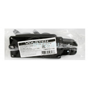 Колодка каучуковая 2-х местная Volsten Sb1-M2Z Black, колодка каучуковая штепсельная IP44 2 мест Черная с землей (Модель РП 16-232)