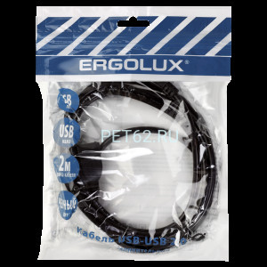 Кабель удлинитель USB Ergolux ELX-EC01P-USB ( (АМ)-USB (AF), 2м, PVC, Черный, Пакет)