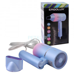 Фен Ergolux ELX-HD10-C13 голубой/розовый (фен со складной ручкой, 1400 Вт, 220-240В)