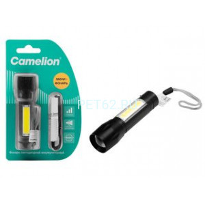 Фонарь светодиодный Camelion LED29360 (фонарь аккум. 3,7В, черный, XPE + COB LED, 3 Вт, 3 реж., Type - C,  блист.)