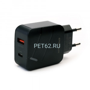 Сетевой адаптер Ergolux ELX-РA01QC-C02 (Зарядка 18Вт 1USB+1Type C, 100-220В, 5-9V/3А, QC, Черный, Коробка)