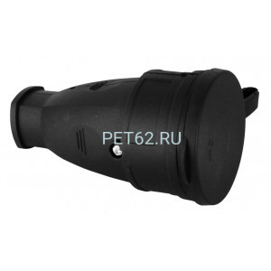 Штепсельная каучуковая розетка Volsten Sb1-MZ Black, Каучуковая розетка IP44 Черная (1 гн.,разбор.,земля, Модель РА16-005)