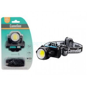 Фонарь налобный Camelion LED53402 (фонарь налоб, аккум 3,7В, черн, COB+LED, 3,5 Вт, 4 реж, Type-C, блист)