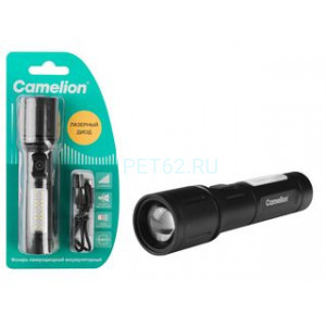 Фонарь светодиодный Camelion LED29365 (фонарь аккум. 3,7В, черн., LD+12SMD+6RED, 6 реж.,Type - C, блист.)