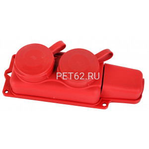 Колодка каучуковая 2-х местная Volsten Sb1-M2Z Red, колодка каучуковая штепсельная IP44 2 мест Красная с землей (Модель РП 16-232)