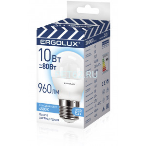 Светодиодная лампа Ergolux LED-G45-10W-E27-4K (Эл.лампа светодиодная Шар 10Вт E27 4500K 220-240В ПРОМО)