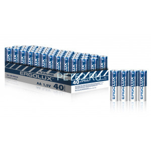 Батарейка алкалиновая Ergolux Alkaline BOX40 LR6  (ПРОМО, LR6 BOX40, пальчиковая батарейка АА 1.5В)