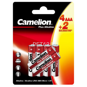 Батарейка алкалиновая Camelion Plus Alkaline 4+2 LR03 (4+2LR03-BP, батарейка,1.5В)