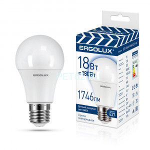 Светодиодная лампа Ergolux LED-A60-18W-E27-6K (Эл.лампа светодиодная ЛОН 18Вт Е27 6500К 172-265В, ПРОМО)