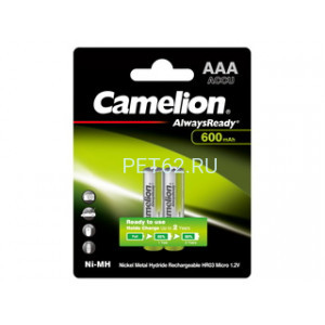 Аккумулятор Camelion Always Ready AAA- 600mAh Ni-Mh BL-2 (NH-AAA600ARBP2, аккумулятор,1.2В)