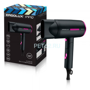 Фен Ergolux ELX-HD13-C02 черный/розовый PRO (фен со складной ручкой, 1600 Вт, 220-240В)