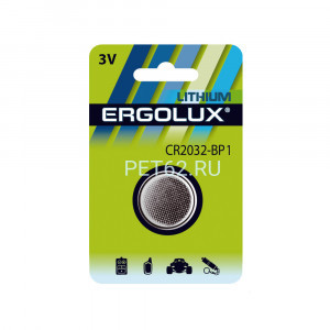 Батарейка литиевая Ergolux CR2032 BL-1 (CR2032-BP1, батарейка литиевая,3V)
