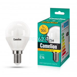 Светодиодная лампа Camelion LEDRB/7-G45/830/E14 (Эл.лампа светодиодная 7Вт 220В, LED-M G45 7W 3000K E14)