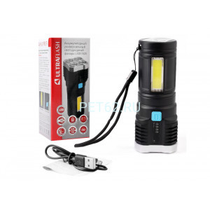 Светодиодный фонарь Ultraflash LED51525 (фонарь аккум. 4В, черный, 4LED+COB, 3 Вт, 4 реж, Micro-USB, бокс)