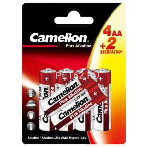 Батарейка алкалиновая Camelion Plus Alkaline 4+2 LR6 (4+2LR6-BP, батарейка,1.5В)