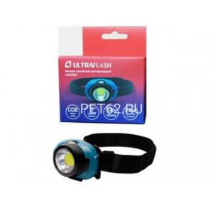 Фонарь налобный Ultraflash LED5385  (фонарь налобн, маренго, 3Вт COB LED, 3 реж, 3XAAA, пласт, бокс)