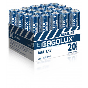 Батарейка алкалиновая Ergolux Alkaline BP20 LR03 (ПРОМО, LR03 BP20, мизинчиковая батарейка ААА 1.5В)