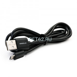 Кабель Ergolux ELX-CDC01-C02 (Кабель USB-Micro USB, 3А, 1,2м, Черный, Зарядка+Передача данных, Коробка)