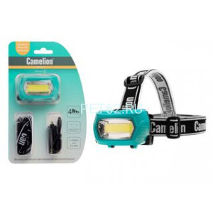 Фонарь налобный Camelion LED53411 (фонарь налоб, аккум 3,7В, зелен, COB, 3 Вт, 3 реж, 3 x AAA, Type-C, блист)