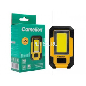 Фонарь универсальныйCamelion E1441 (фонарь акк., 3,7В, желт/черн, 21xSMD, 2 реж., Type-C, PB, 10Вт, магн, пласт, кор.)