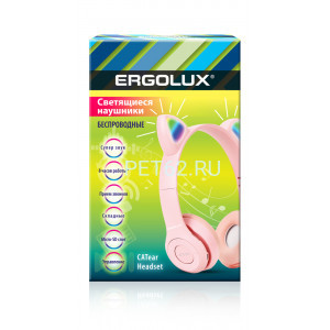 Наушники накладные беспроводные Ergolux ELX-BTHP02-C14 (Наушники накладные беспроводные, Ушки, FM, MP3, микрофон, Розовые, Коробка)