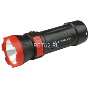 Светодиодный фонарь Ultraflash LED3849   (фонарь аккум. 220В, черный, 1 LED, 2 режима,SLA, пластик, коробка)