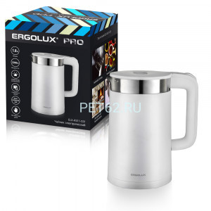 Чайник электрический Ergolux ELX-KS11-C01 белый PRO (чайник нерж.сталь/пластик, 1.8л, 220-240В, 2200 Вт)
