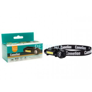 Фонарь налобный Camelion LED53408 (фонарь налоб, аккум 3,7В, черн, XPE+COB, 3 Вт, 3 реж, магнит, Type-C, бокс)