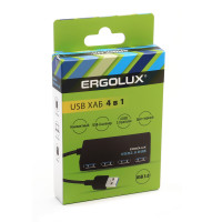 Разветвитель USB Ergolux ELX-SLP01-C02 (Разветвитель USB-4USB, 2А, Черный, Коробка)