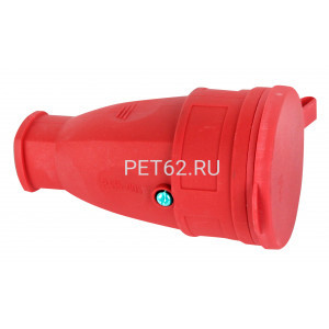 Штепсельная каучуковая розетка Volsten Sb1-MZ Red, Каучуковая розетка IP44 Красная (1 гнездо,разборная,земля, Модель РА16-005)
