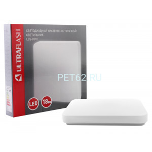 Светильник светодиодный настенно-потолочный Ultraflash LBS-8318 (LED св-к,18Вт, 6500К, квадрат)
