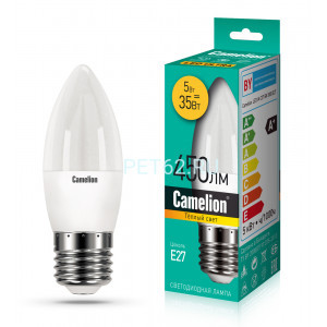 Светодиодная лампа Camelion LEDRB/5-C35/830/E27 (Эл.лампа светодиодная 5Вт 220В, LED-M C37 5W 3000K E27)