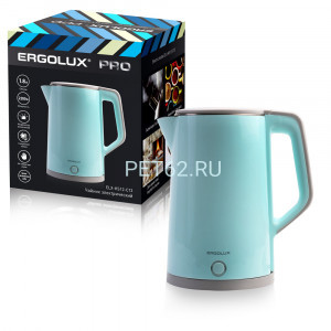 Чайник электрический Ergolux ELX-KS12-C13 голубой PRO (чайник нерж.сталь/пластик, 1.8л, 220-240В, 2200 Вт)