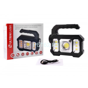 Светодиодный фонарь Ultraflash LED51526 (фонарь аккум. 4В, черный, 1LED+COB+6xSMD, 3 Вт, 4 реж, Micro-USB, бокс)