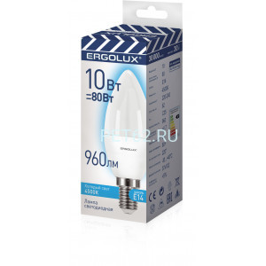 Светодиодная лампа Ergolux LED-C35-10W-E14-4K (Эл.лампа светодиодная Свеча 10Вт E14 4500K 220-240В ПРОМО)