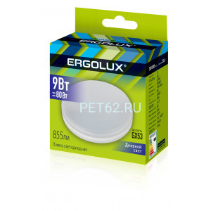 Светодиодная лампа Ergolux LED-GX53-9W-GX53-6K (Эл.лампа светодиодная 9Вт GX53 6500К 180-240В)