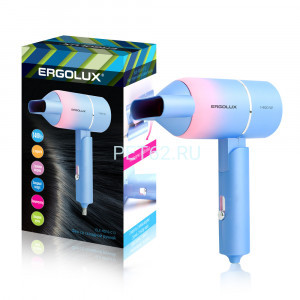 Фен Ergolux ELX-HD10-C13 голубой/розовый (фен со складной ручкой, 1400 Вт, 220-240В)