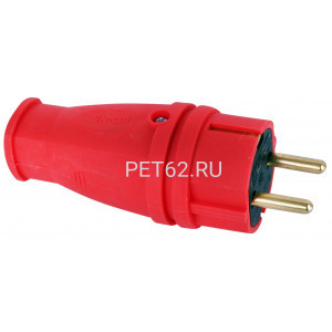 Вилка каучуковая розетка Volsten Sb1-PZ Red, Вилка каучуковая Красная прямая (евровилка,разборная,земля, модель В16-001)