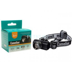 Фонарь налобный Camelion LED53779 (фонарь налоб, аккум 3,7В, черный, XPE, 3 Вт, ZOOM, 3 реж, Type-C, бокс)