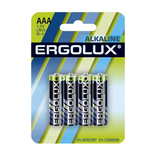 Батарейка Ergolux Alkaline BL-4 (AAA — LR03, 1.5В)