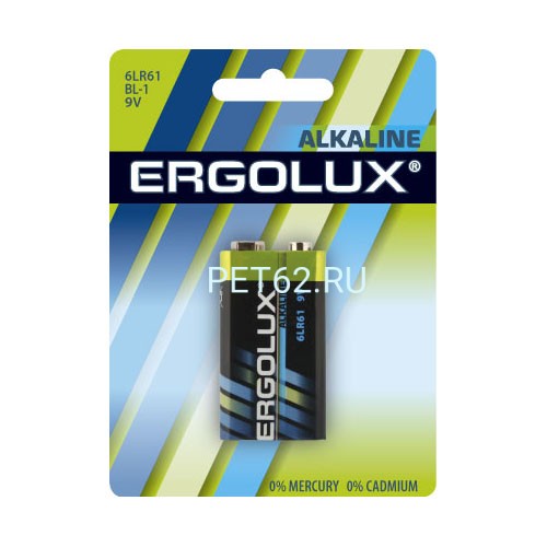 Батарейка Ergolux Alkaline BL-1 (Крона — 6LR61)