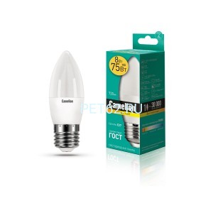 Светодиодная лампа Camelion  8 вт  LED8-Свеча (C35)/3000К/E27